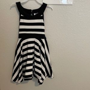 Justice black and white stripe dress size 6